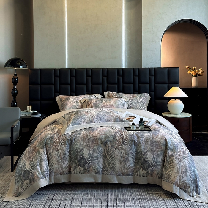 91家纺网 家纺一手货源 找家纺 （总）家居1号 2025新款四季款活性数码印花 纯棉亚麻四件套