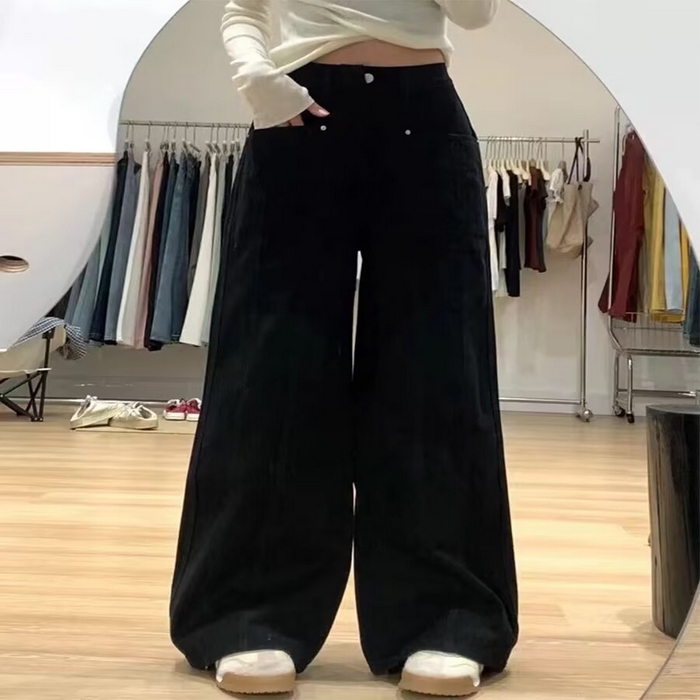 91家纺网 家纺一手货源 找家纺 （总）洛兰沙家居馆【只代发】【只代发】 2025新款只代发  批发牛仔裤米杏色阔腿休闲工装裤女春季新款设计感高腰宽松显瘦直筒牛仔裤子11