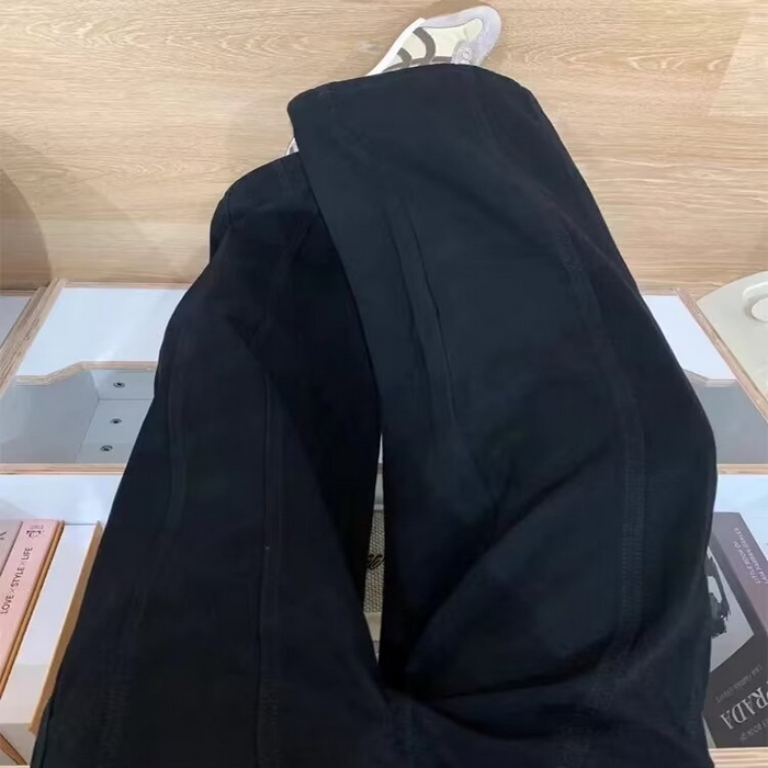 91家纺网 家纺一手货源 找家纺 洛兰沙家居馆【只代发】【只代发】 2025新款只代发  批发牛仔裤米杏色阔腿休闲工装裤女春季新款设计感高腰宽松显瘦直筒牛仔裤子 黑色