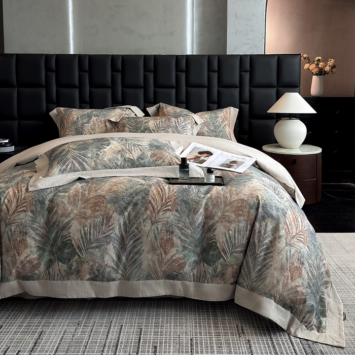 91家纺网 家纺一手货源 找家纺 （总）家居1号 2025新款四季款活性数码印花 纯棉亚麻四件套