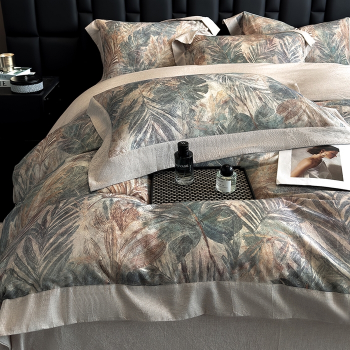 91家纺网 家纺一手货源 找家纺 （总）家居1号 2025新款四季款活性数码印花 纯棉亚麻四件套