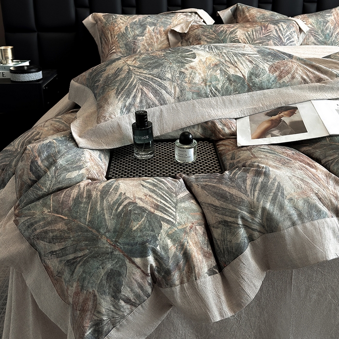 91家纺网 家纺一手货源 找家纺 （总）家居1号 2025新款四季款活性数码印花 纯棉亚麻四件套