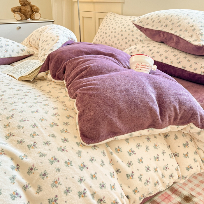 91家纺网 家纺一手货源 找家纺 玉海棠家纺 2025新款A类加厚牛奶绒印花四件套 繁花似梦