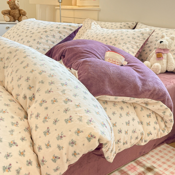 91家纺网 家纺一手货源 找家纺 玉海棠家纺 2025新款A类加厚牛奶绒印花四件套 繁花似梦