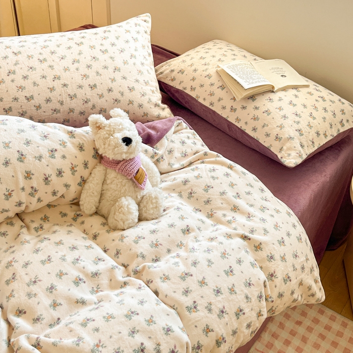 91家纺网 家纺一手货源 找家纺 玉海棠家纺 2025新款A类加厚牛奶绒印花四件套 繁花似梦