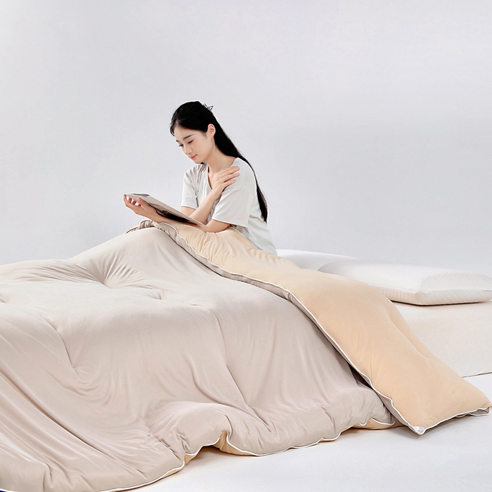 91家纺网 家纺一手货源 找家纺 亿莱鑫 2025新款A类亲肤深睡眠控温抑菌被子被芯冬被 卡其色