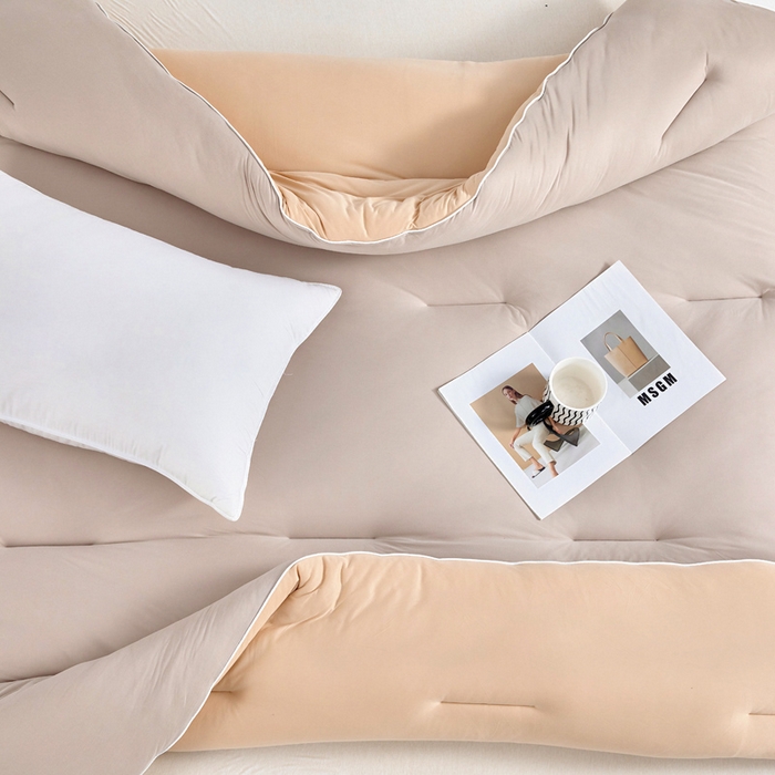 91家纺网 家纺一手货源 找家纺 亿莱鑫 2025新款A类亲肤深睡眠控温抑菌被子被芯冬被 卡其色