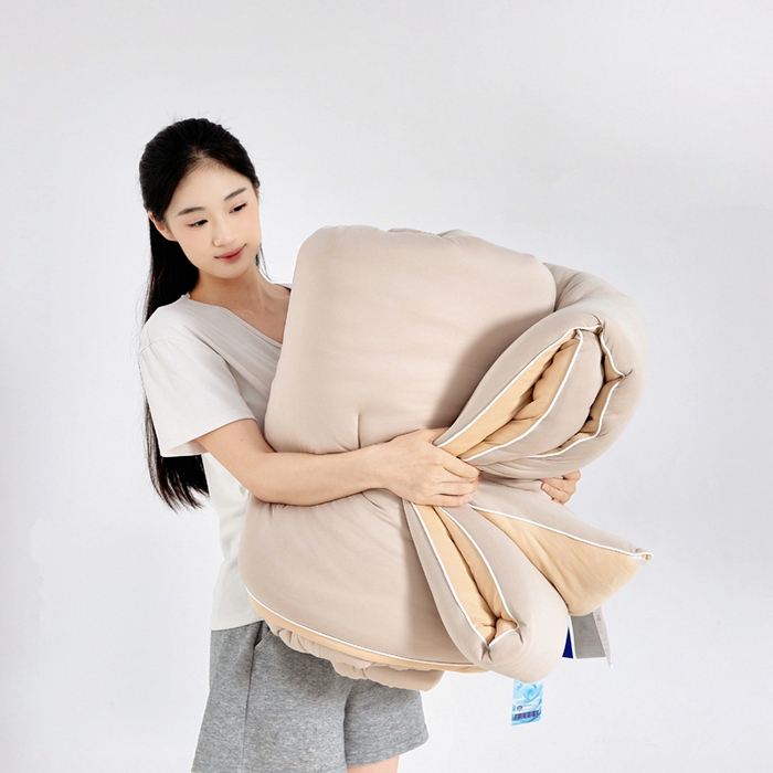 91家纺网 家纺一手货源 找家纺 亿莱鑫 2025新款A类亲肤深睡眠控温抑菌被子被芯冬被 卡其色