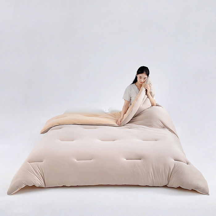 91家纺网 家纺一手货源 找家纺 亿莱鑫 2025新款A类亲肤深睡眠控温抑菌被子被芯冬被 卡其色