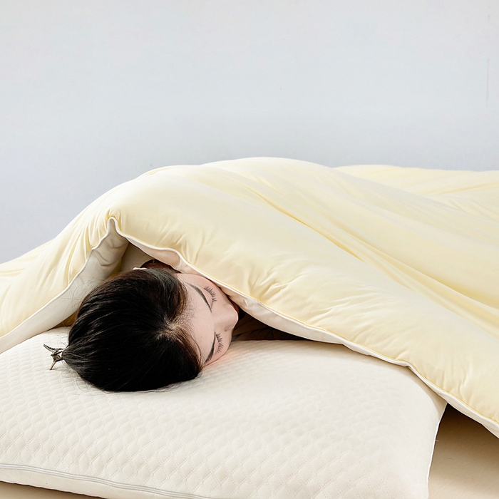 91家纺网 家纺一手货源 找家纺 亿莱鑫 2025新款A类亲肤深睡眠控温抑菌被子被芯冬被 流苏黄