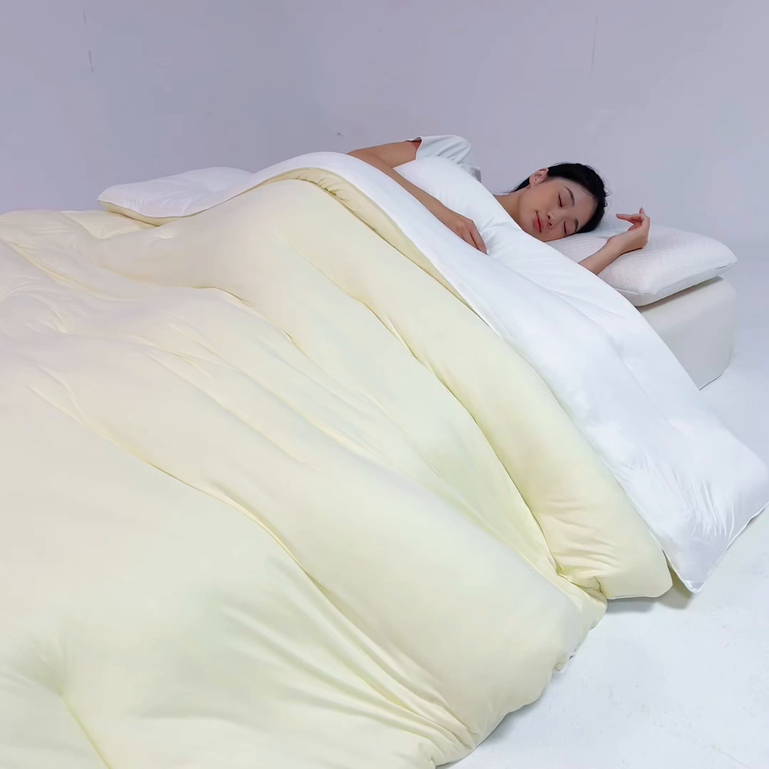91家纺网 家纺一手货源 找家纺 亿莱鑫 2025新款A类亲肤深睡眠控温抑菌被子被芯冬被 流苏黄