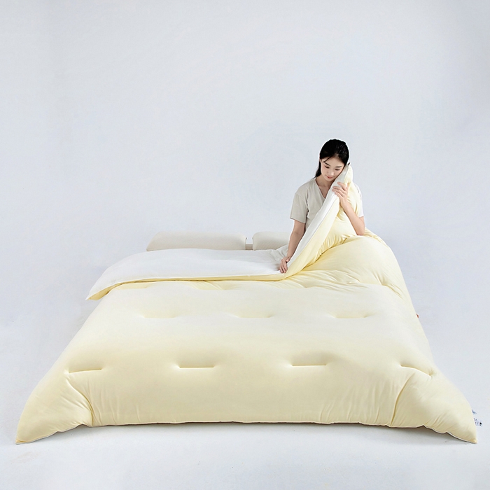 91家纺网 家纺一手货源 找家纺 亿莱鑫 2025新款A类亲肤深睡眠控温抑菌被子被芯冬被 流苏黄