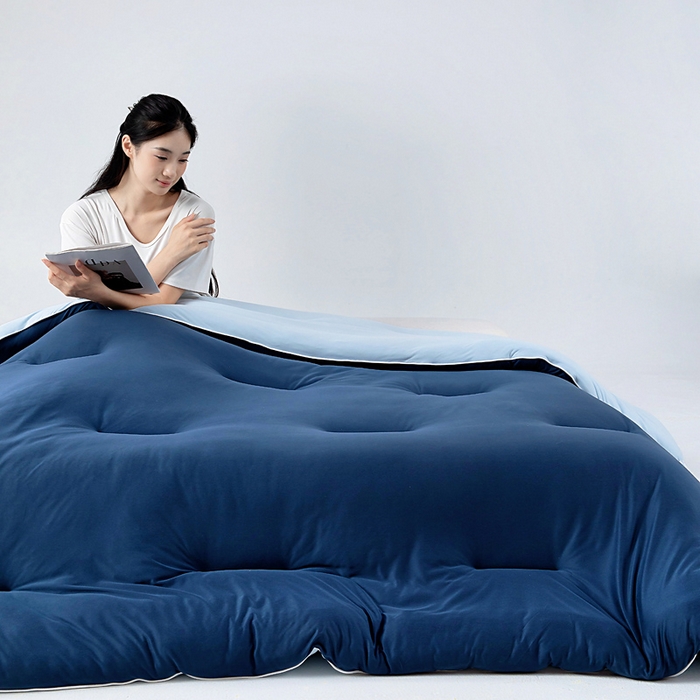 91家纺网 家纺一手货源 找家纺 亿莱鑫 2025新款A类亲肤深睡眠控温抑菌被子被芯冬被 深睡蓝