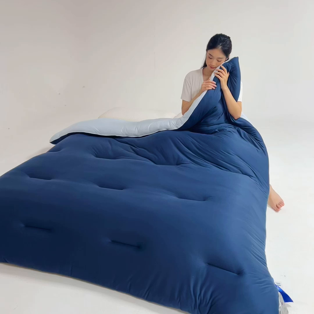 91家纺网 家纺一手货源 找家纺 亿莱鑫 2025新款A类亲肤深睡眠控温抑菌被子被芯冬被 深睡蓝