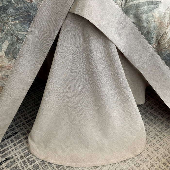 91家纺网 家纺一手货源 找家纺 家居1号 2025新款四季款活性数码印花 纯棉亚麻四件套 南洋焦影-蓝色