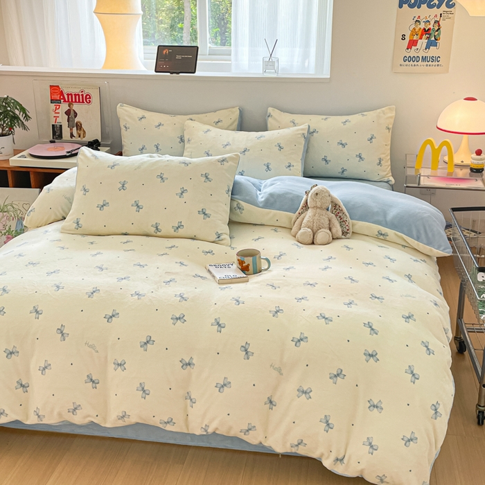 91家纺网 家纺一手货源 找家纺 玉海棠家纺 2025新款A类加厚牛奶绒印花四件套 梦幻