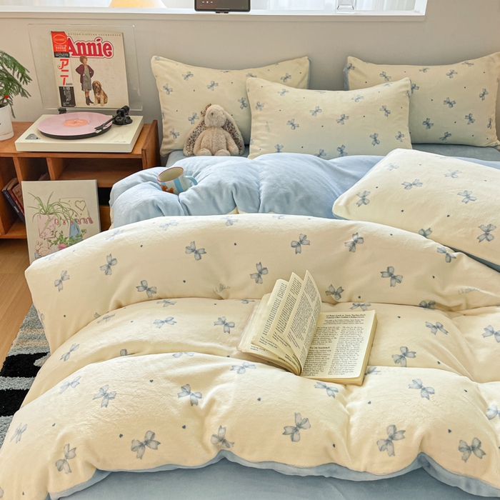 91家纺网 家纺一手货源 找家纺 玉海棠家纺 2025新款A类加厚牛奶绒印花四件套 梦幻