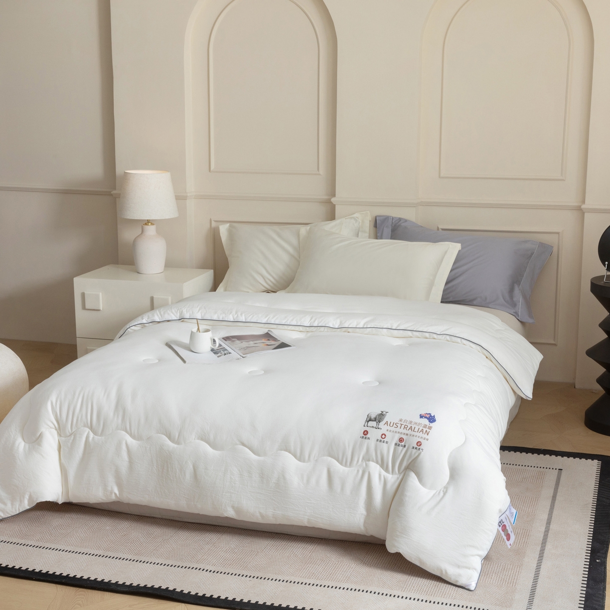 91家纺网 家纺一手货源 找家纺 （总）紫乐家纺 2025新款水洗棉澳洲羊毛被秋冬保暖款被子被芯春秋被加厚保暖冬被