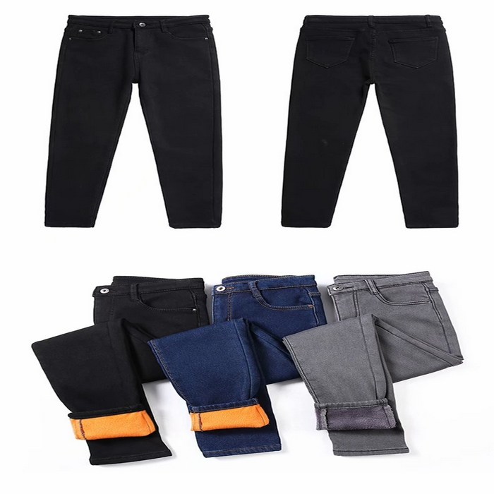 91家纺网 家纺一手货源 找家纺 （总）洛兰沙家居馆【只代发】【只代发】 2025新款只代发 加绒牛仔裤新款韩版显瘦高腰紧身小脚裤加厚九分带绒长裤批发15