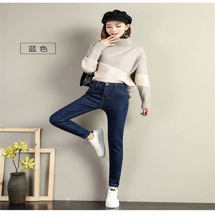 91家纺网 家纺一手货源 找家纺 （总）洛兰沙家居馆【只代发】【只代发】 2025新款只代发 加绒牛仔裤新款韩版显瘦高腰紧身小脚裤加厚九分带绒长裤批发15