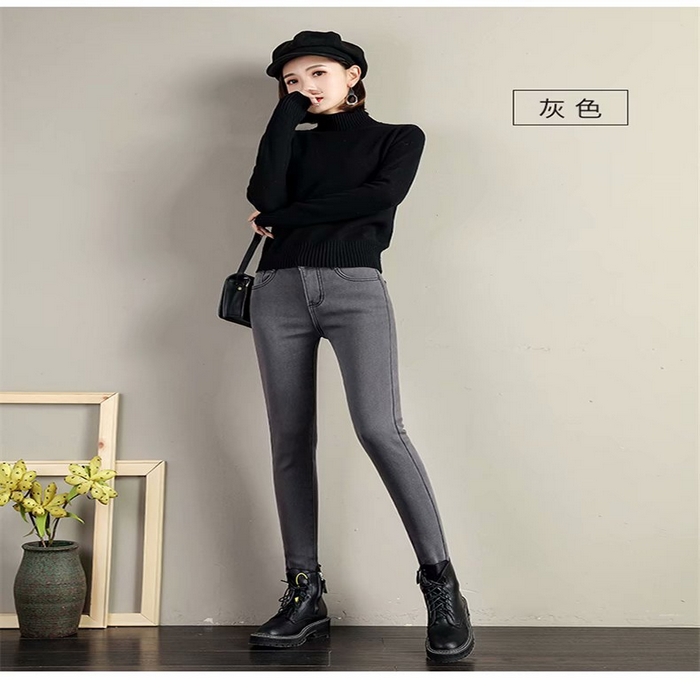 91家纺网 家纺一手货源 找家纺 （总）洛兰沙家居馆【只代发】【只代发】 2025新款只代发 加绒牛仔裤新款韩版显瘦高腰紧身小脚裤加厚九分带绒长裤批发15