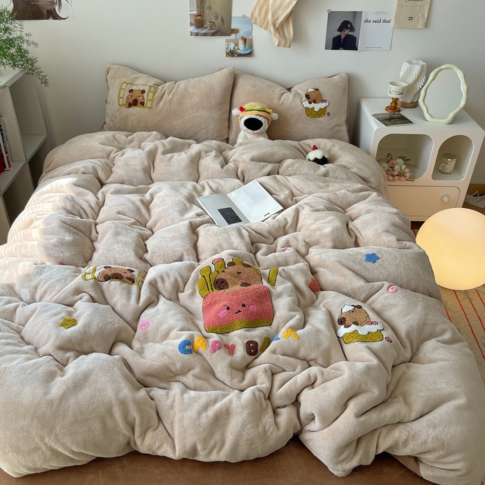 91家纺网 家纺一手货源 找家纺 （总）雨帆 2024新款ins纯色双拼磨毛四件套