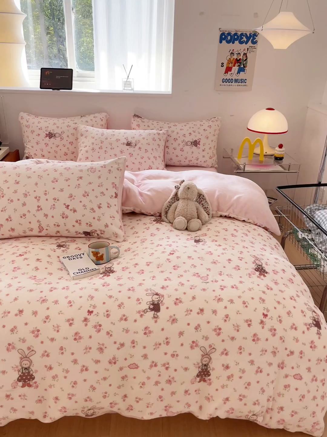 91家纺网 家纺一手货源 找家纺 玉海棠家纺 2025新款A类加厚牛奶绒印花四件套 小兔舞