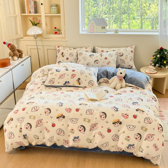 91家纺网 家纺一手货源 找家纺 玉海棠家纺 2025新款A类加厚牛奶绒印花四件套 小小新