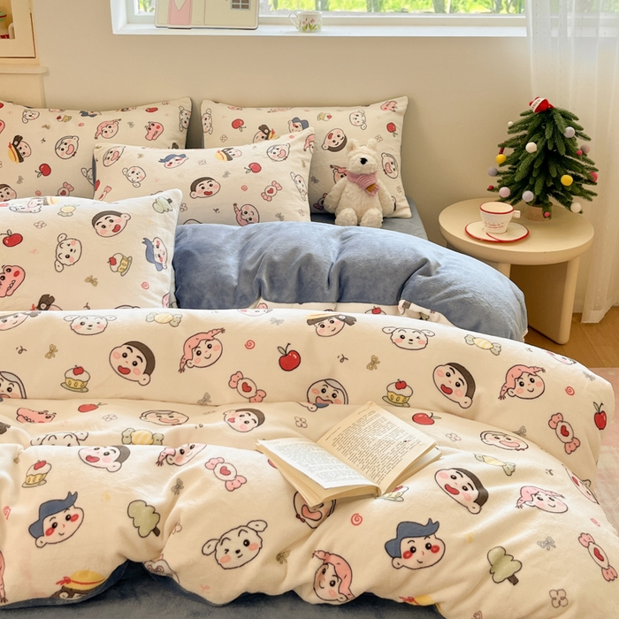 91家纺网 家纺一手货源 找家纺 玉海棠家纺 2025新款A类加厚牛奶绒印花四件套 小小新