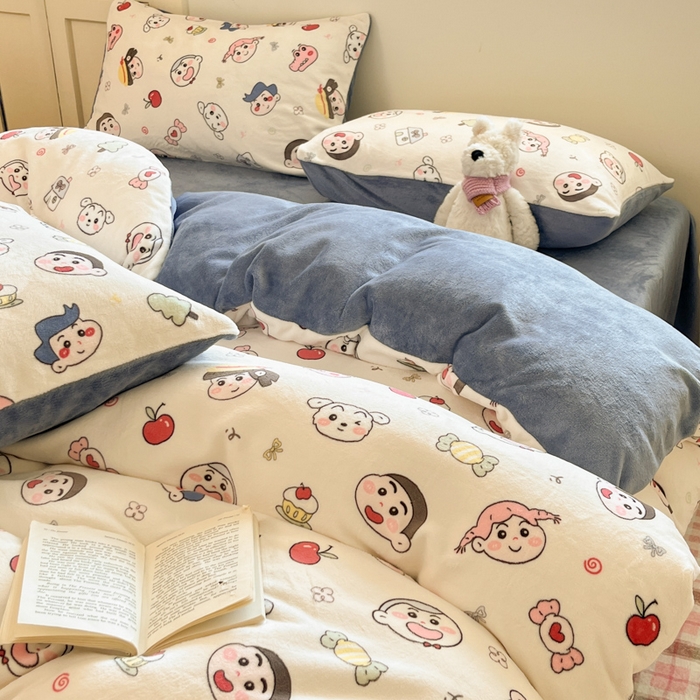 91家纺网 家纺一手货源 找家纺 玉海棠家纺 2025新款A类加厚牛奶绒印花四件套 小小新