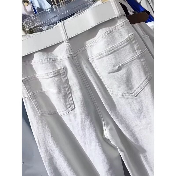 91家纺网 家纺一手货源 找家纺 （总）洛兰沙家居馆【只代发】【只代发】 2025新款只代发白色弯刀牛仔裤女夏季薄款16