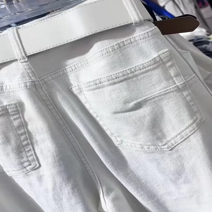 91家纺网 家纺一手货源 找家纺 （总）洛兰沙家居馆【只代发】【只代发】 2025新款只代发白色弯刀牛仔裤女夏季薄款16