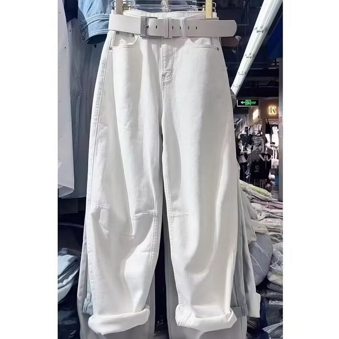 91家纺网 家纺一手货源 找家纺 （总）洛兰沙家居馆【只代发】【只代发】 2025新款只代发白色弯刀牛仔裤女夏季薄款16