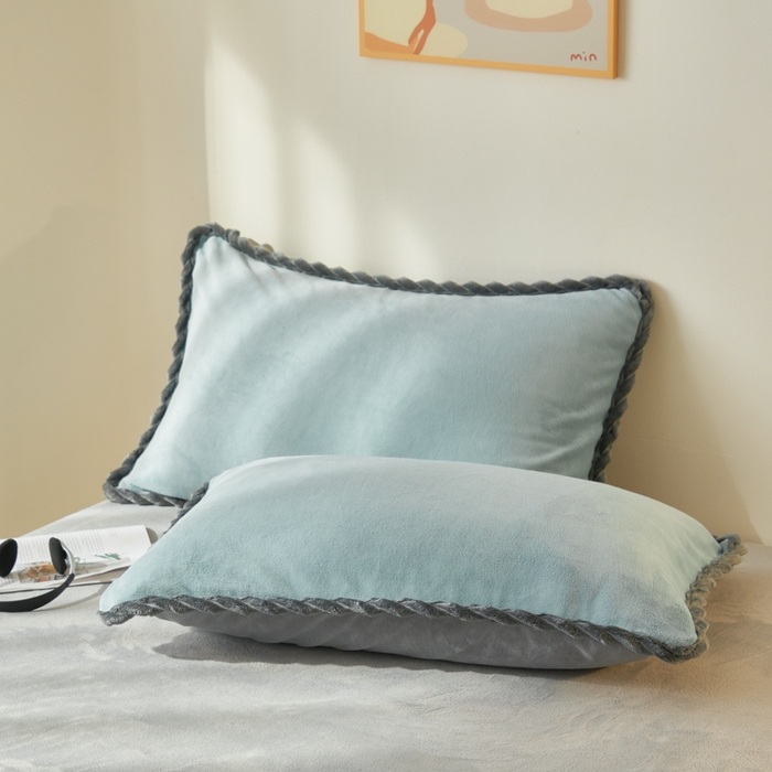 91家纺网 家纺一手货源 找家纺 晨曦家纺 2025新款加厚高克重230克日系简约小包边牛奶绒单被套 简约-宾利蓝灰