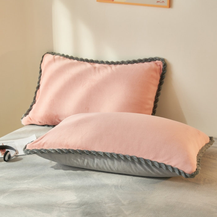 91家纺网 家纺一手货源 找家纺 晨曦家纺 2025新款加厚高克重230克日系简约小包边牛奶绒单被套 简约-豆沙浅灰