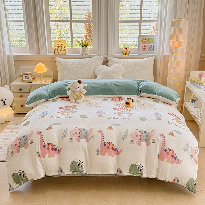 91家纺网 家纺一手货源 找家纺 （总）金盛纺 2025新款高克重牛奶绒印花系列单被套(可定制)