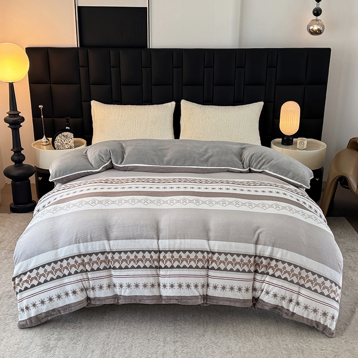 91家纺网 家纺一手货源 找家纺 （总）金盛纺 2025新款高克重牛奶绒印花系列单被套(可定制)