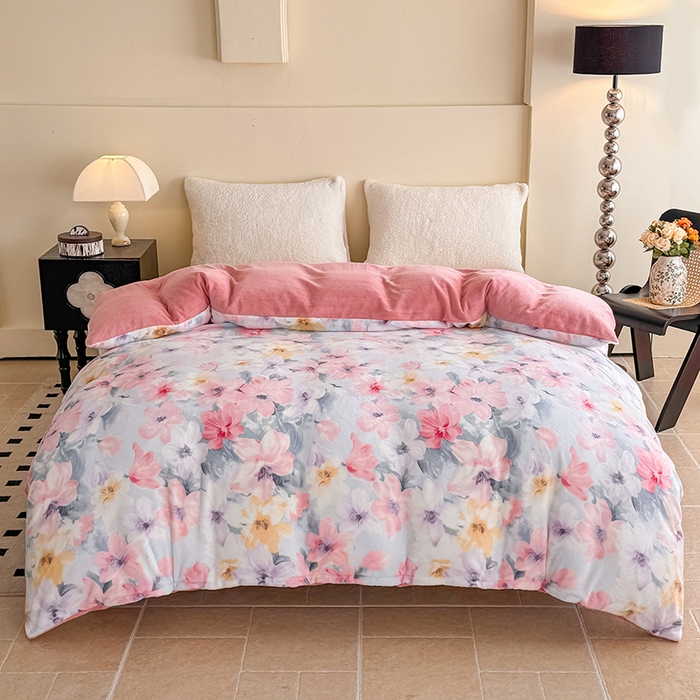 91家纺网 家纺一手货源 找家纺 （总）金盛纺 2025新款高克重牛奶绒印花系列单被套(可定制)