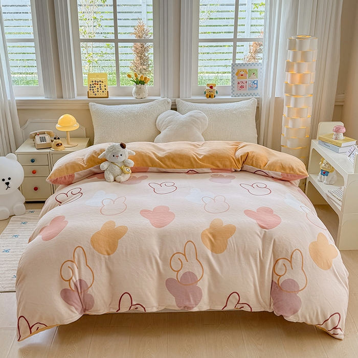 91家纺网 家纺一手货源 找家纺 （总）金盛纺 2025新款高克重牛奶绒印花系列单被套(可定制)