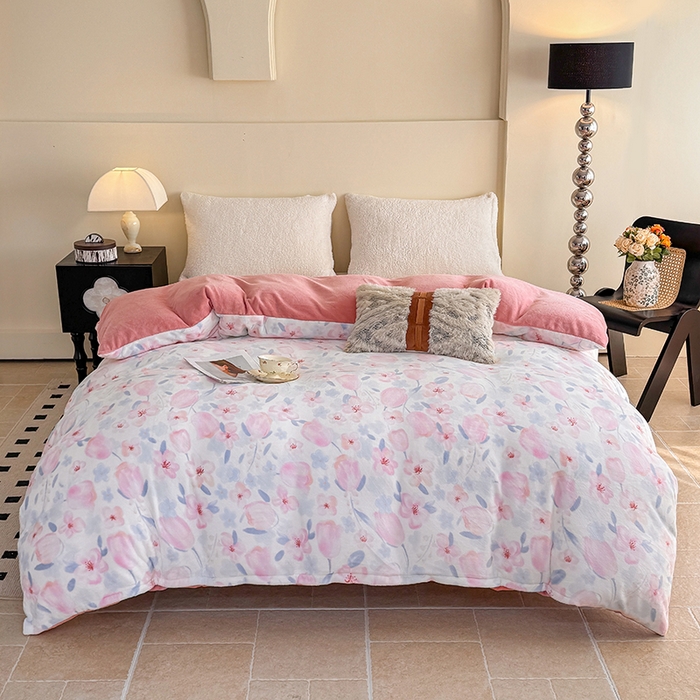 91家纺网 家纺一手货源 找家纺 （总）金盛纺 2025新款高克重牛奶绒印花系列单被套(可定制)