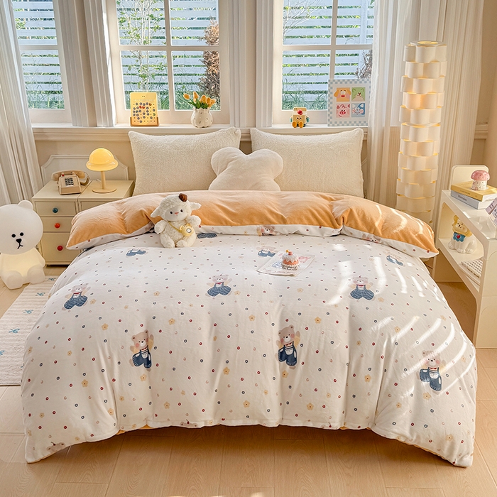 91家纺网 家纺一手货源 找家纺 （总）金盛纺 2025新款高克重牛奶绒印花系列单被套(可定制)