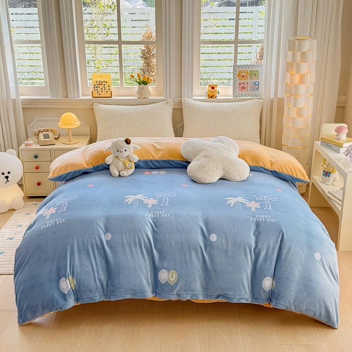 91家纺网 家纺一手货源 找家纺 （总）金盛纺 2025新款高克重牛奶绒印花系列单被套(可定制)