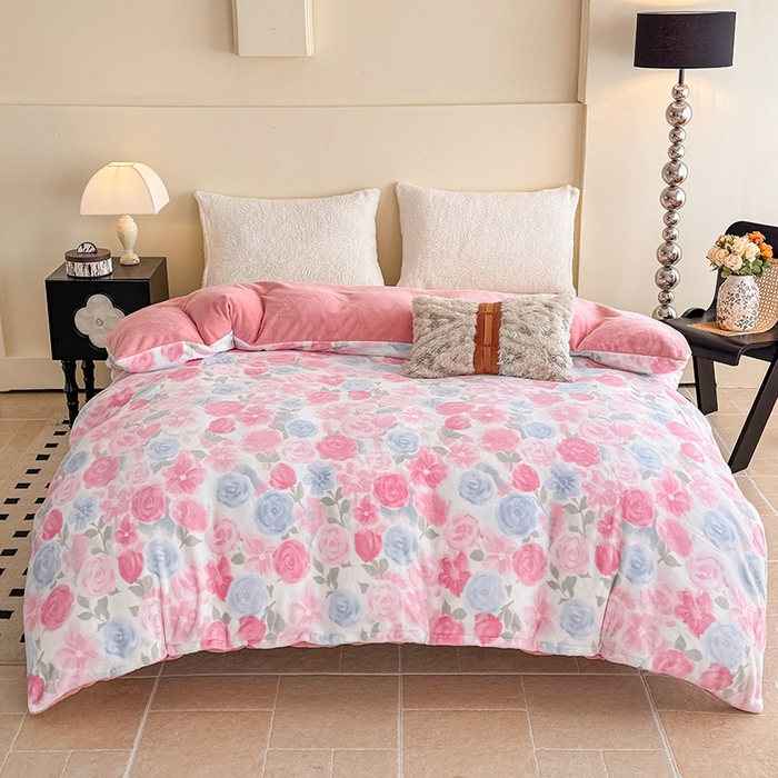 91家纺网 家纺一手货源 找家纺 （总）金盛纺 2025新款高克重牛奶绒印花系列单被套(可定制)