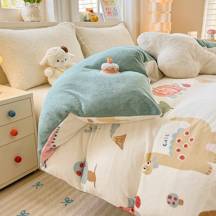 91家纺网 家纺一手货源 找家纺 金盛纺 2025新款高克重牛奶绒印花系列单被套(可定制) 大宝贝