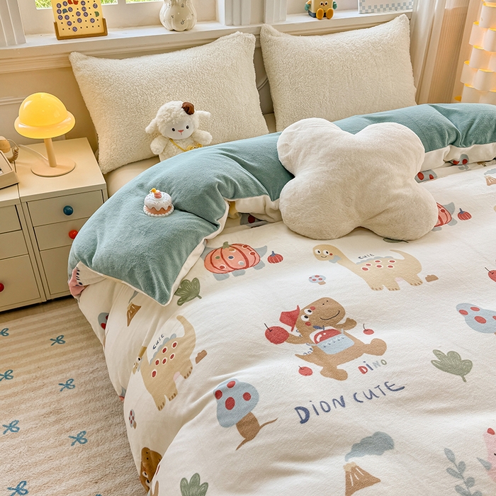 91家纺网 家纺一手货源 找家纺 金盛纺 2025新款高克重牛奶绒印花系列单被套(可定制) 大宝贝