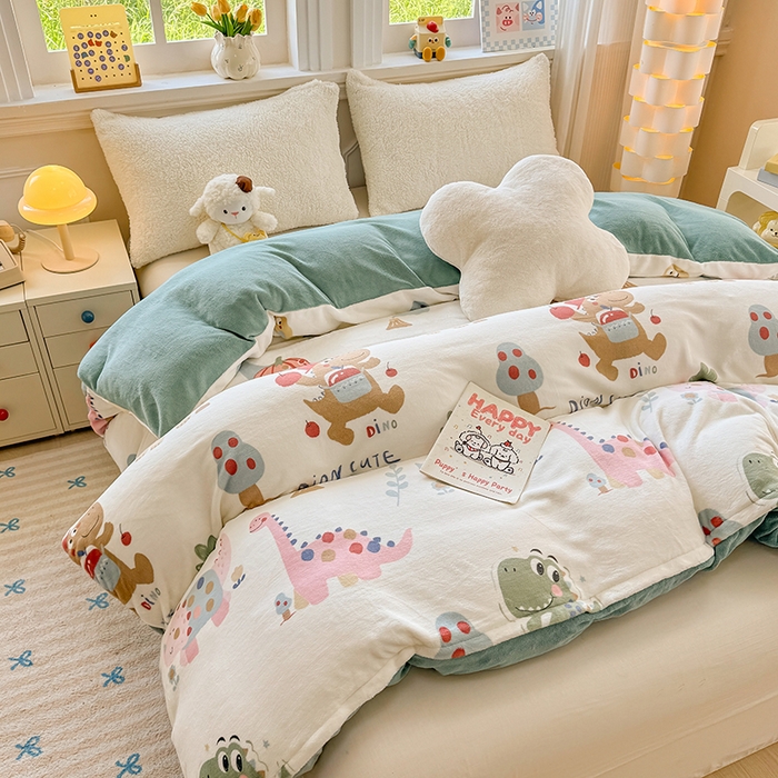 91家纺网 家纺一手货源 找家纺 金盛纺 2025新款高克重牛奶绒印花系列单被套(可定制) 大宝贝