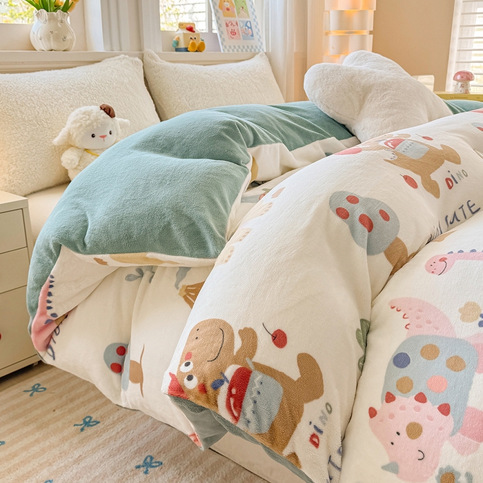 91家纺网 家纺一手货源 找家纺 金盛纺 2025新款高克重牛奶绒印花系列单被套(可定制) 大宝贝