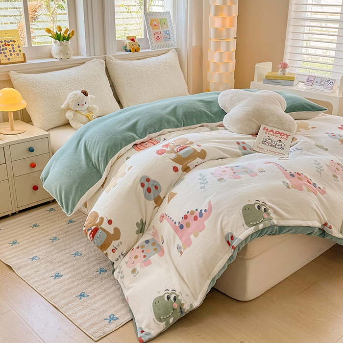 91家纺网 家纺一手货源 找家纺 金盛纺 2025新款高克重牛奶绒印花系列单被套(可定制) 大宝贝