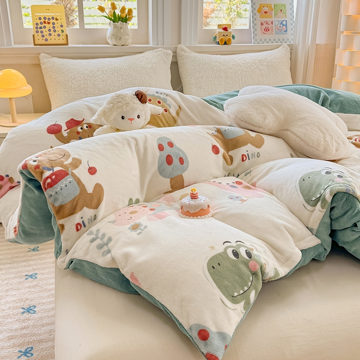 91家纺网 家纺一手货源 找家纺 金盛纺 2025新款高克重牛奶绒印花系列单被套(可定制) 大宝贝