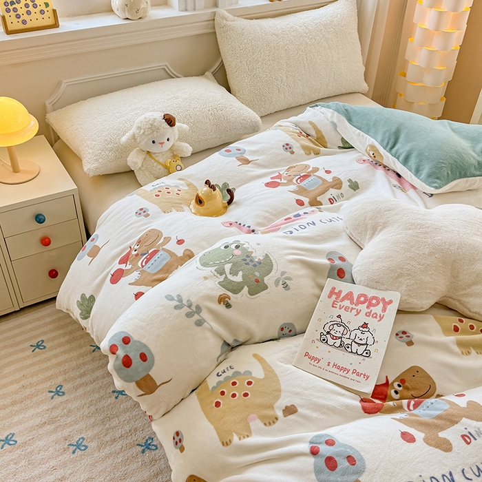 91家纺网 家纺一手货源 找家纺 金盛纺 2025新款高克重牛奶绒印花系列单被套(可定制) 大宝贝